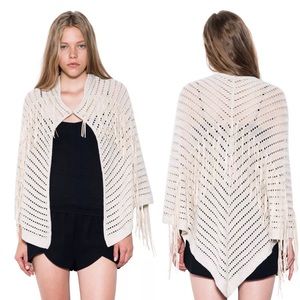 One Grey Day “Rowen” Cape Poncho Fringe